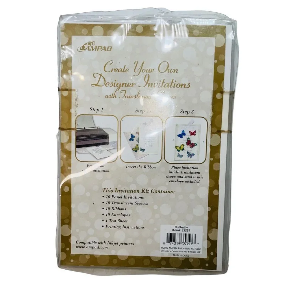 10/$25🦋 Ampad 10-Pack Butterfly Create Your Own Designer Invitations Kit